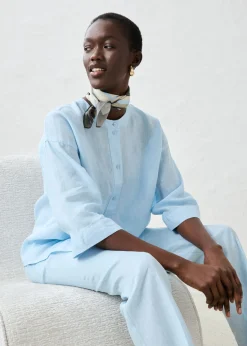 Best Blusa oversize de lino puro Mujer Premium|Camisas Y Blusas