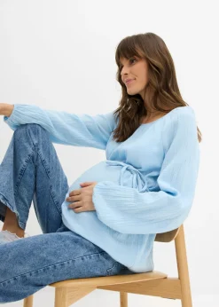 Sale Blusa premamá de muselina pura de algodón Mujer Premamá