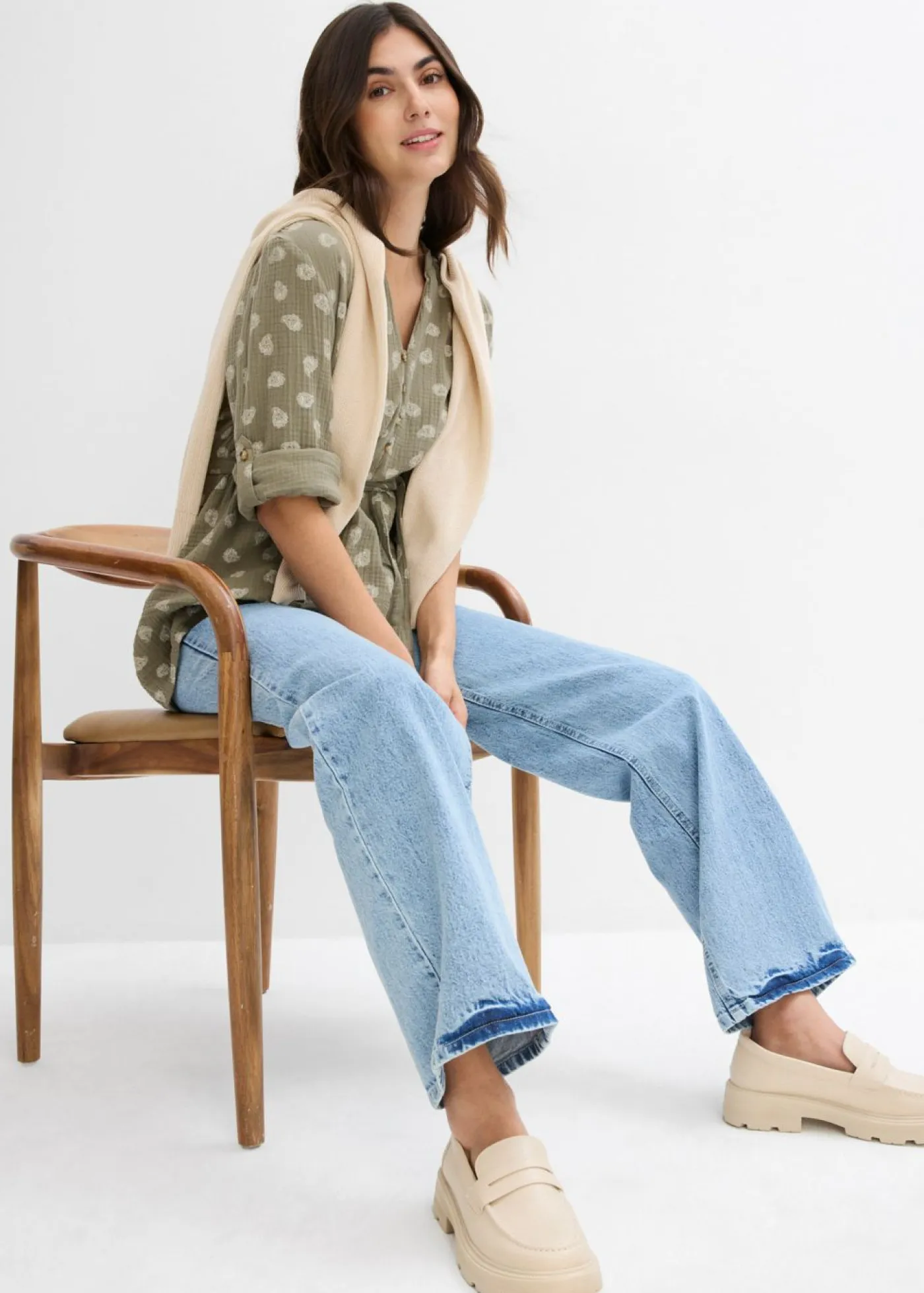 Blusa premamá/de lactancia de muselina de algodón puro Mujer Premamá