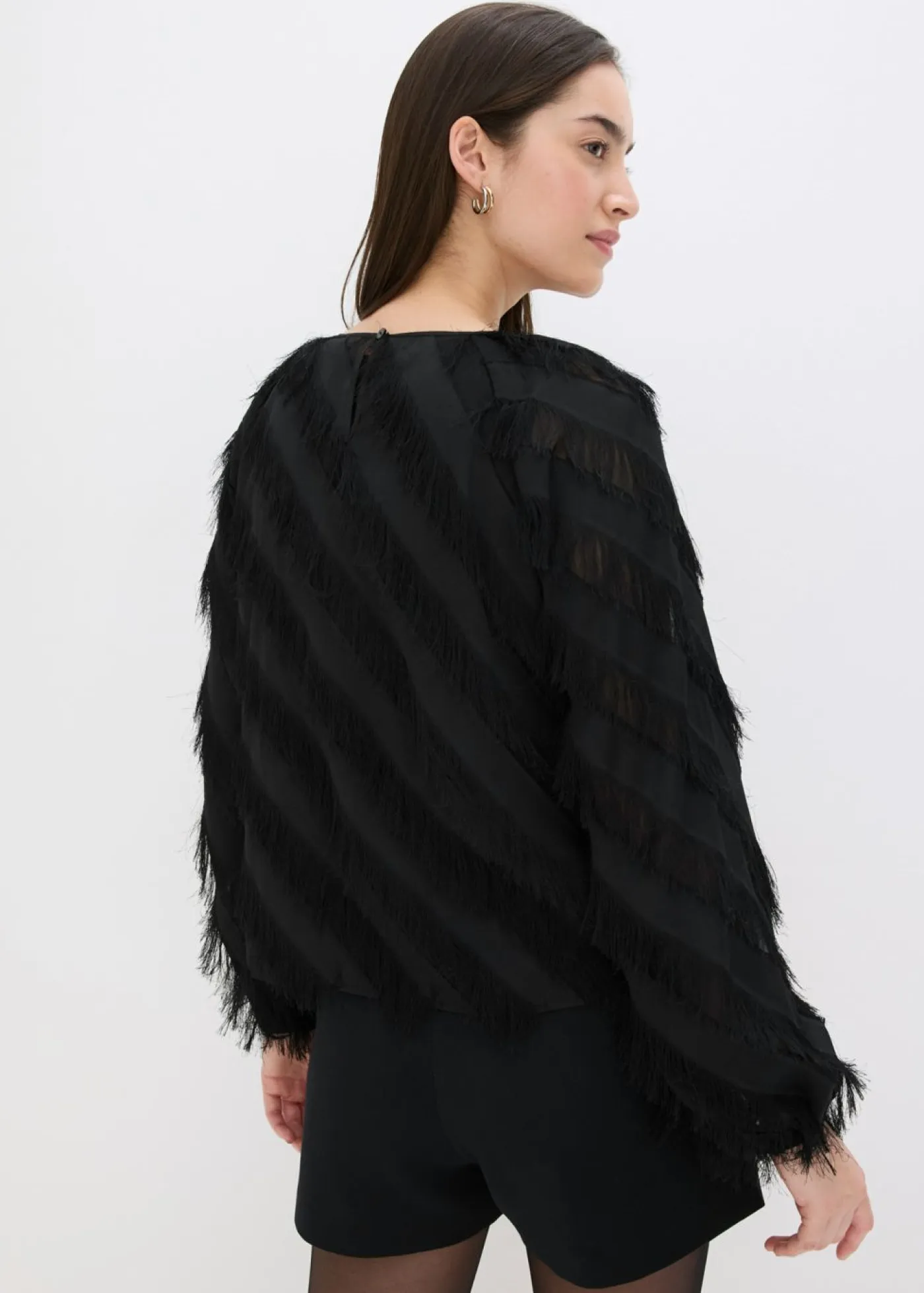 Online Blusa sin cierre con detalles de flecos Mujer Camisas Y Blusas
