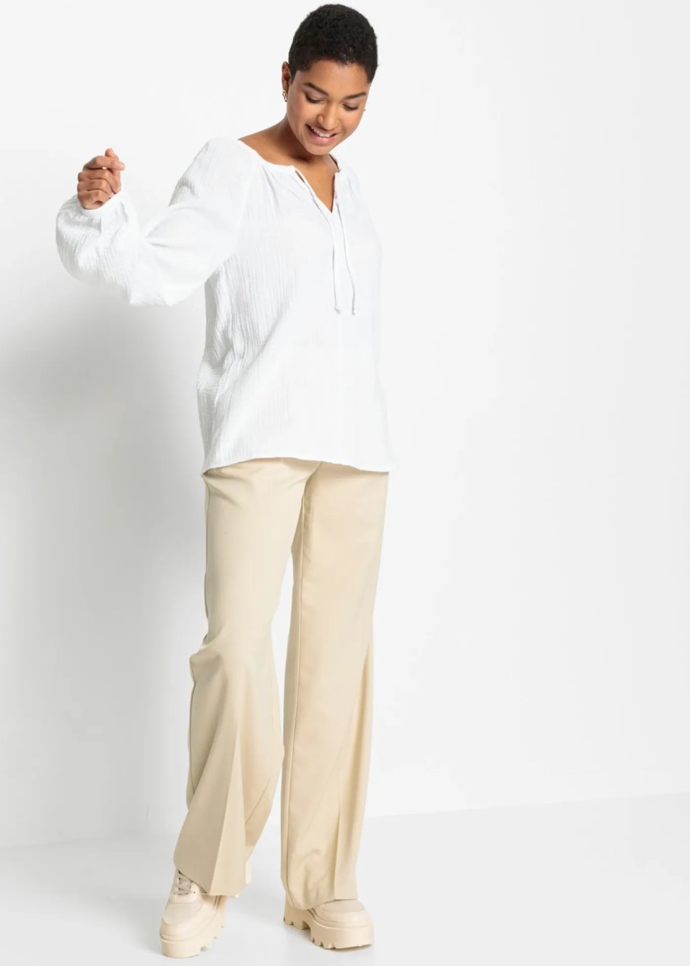 New Blusa sin cierre de muselina ligera Mujer Camisas Y Blusas|Novedades