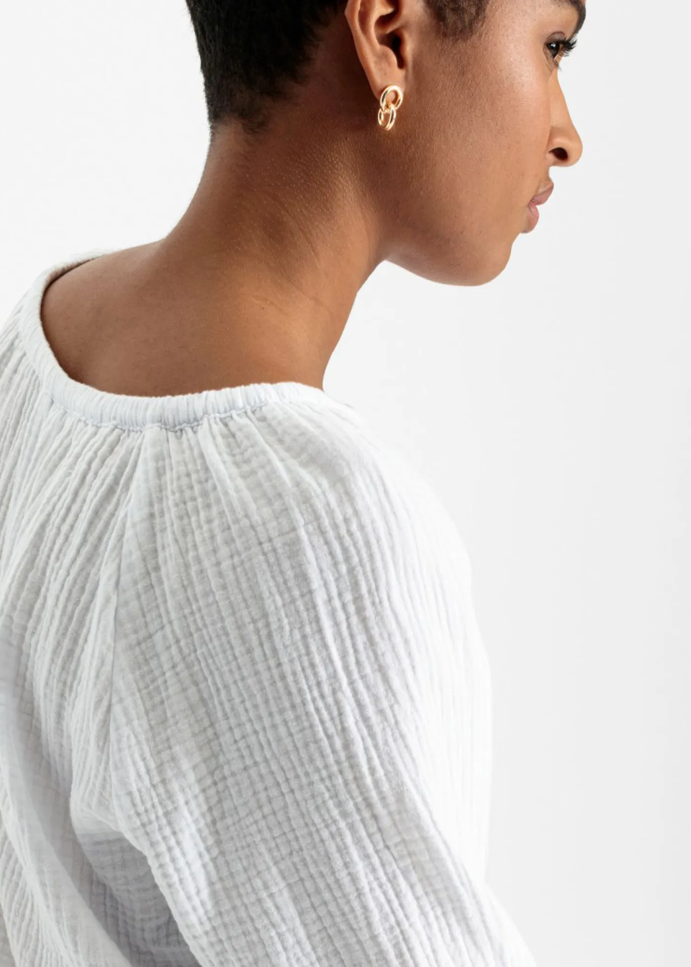 New Blusa sin cierre de muselina ligera Mujer Camisas Y Blusas|Novedades