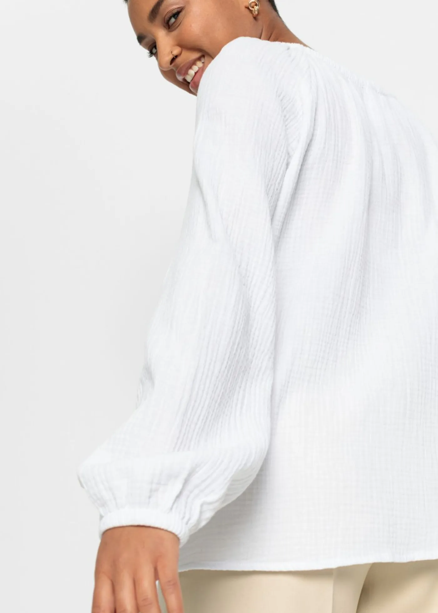 New Blusa sin cierre de muselina ligera Mujer Camisas Y Blusas|Novedades