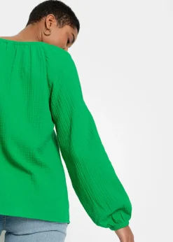 Best Blusa sin cierre de muselina ligera Mujer Camisas Y Blusas|Novedades