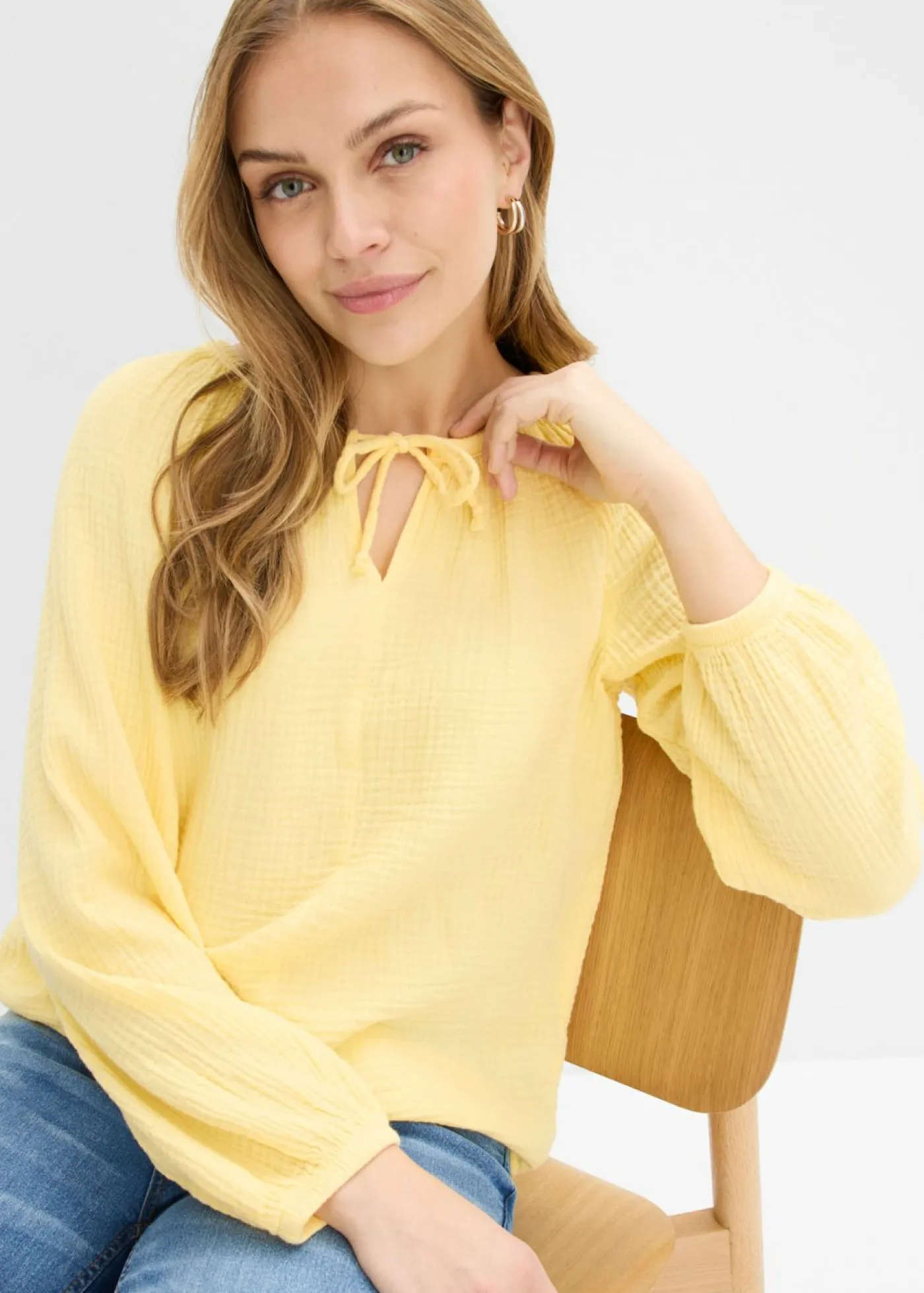 Outlet Blusa sin cierre de muselina ligera Mujer Camisas Y Blusas|Novedades