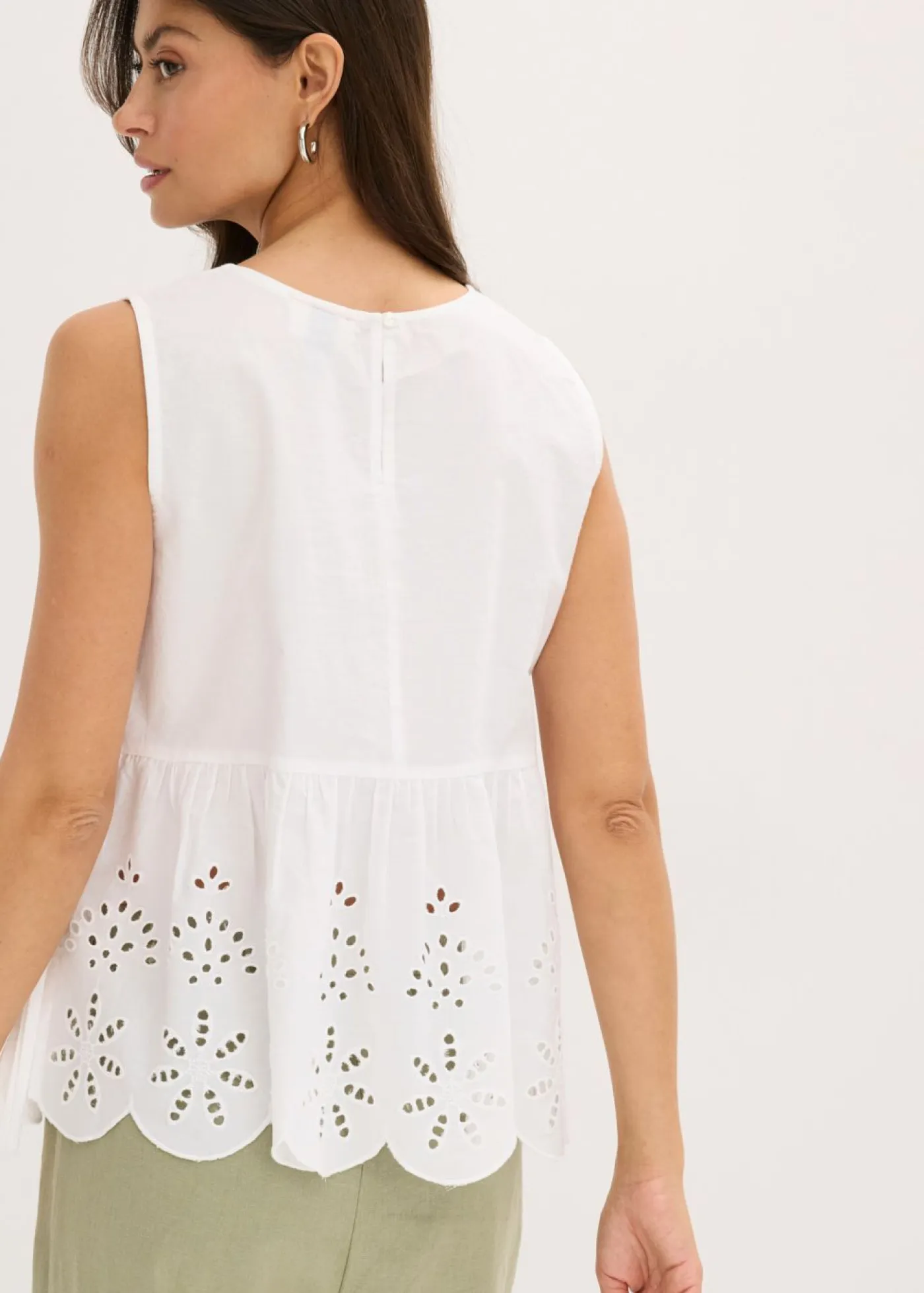 Discount Blusa sin mangas con abertura y bordado calado Mujer Camisas Y Blusas|Camisetas