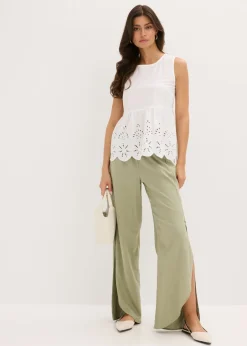 Discount Blusa sin mangas con abertura y bordado calado Mujer Camisas Y Blusas|Camisetas