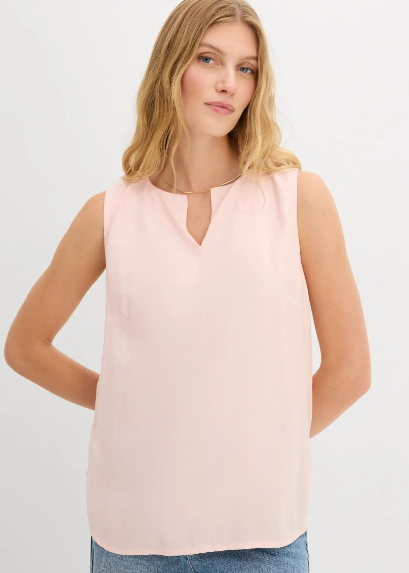 Outlet Blusa sin mangas de viscosa suave Mujer Camisas Y Blusas|Camisetas