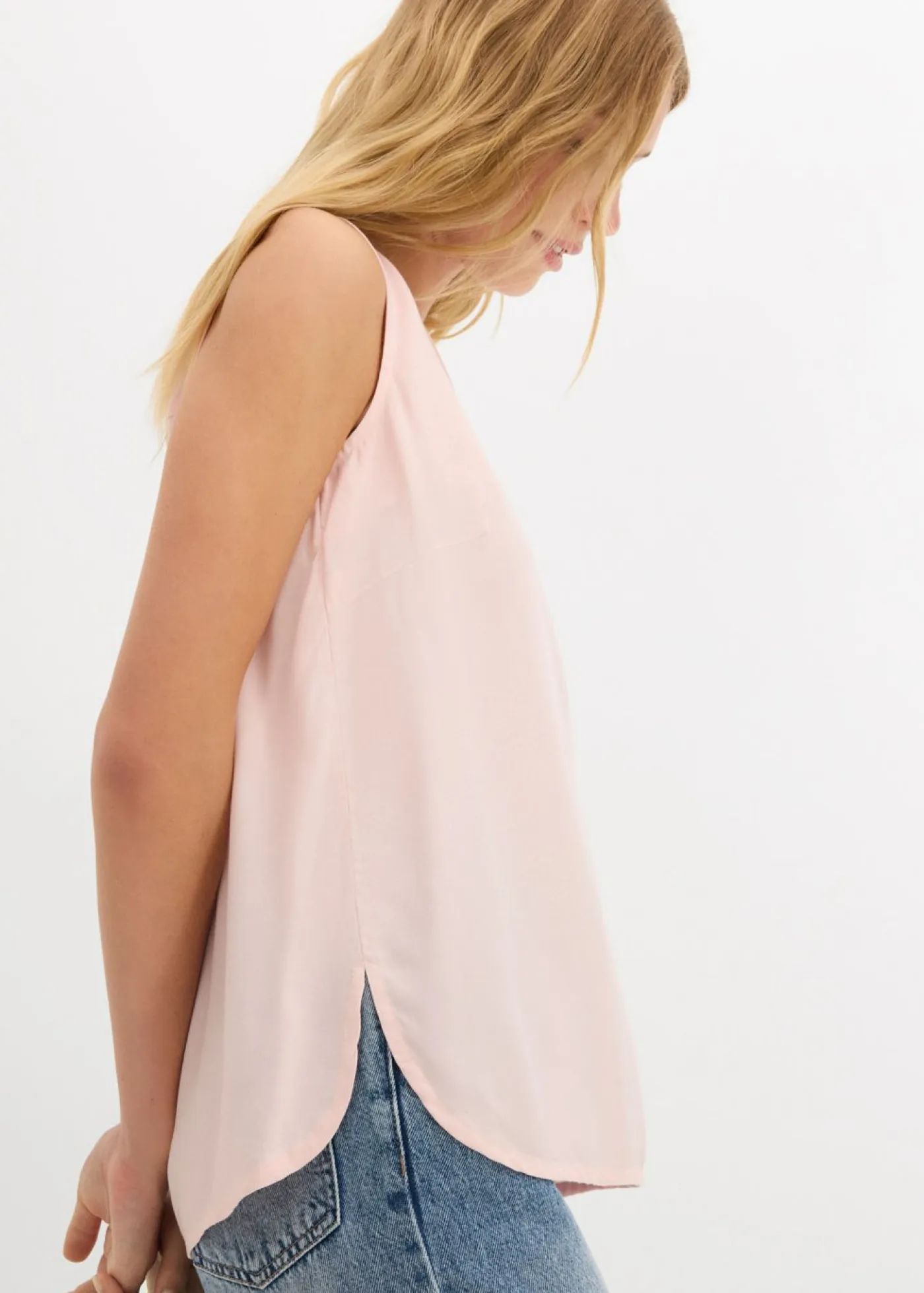 Outlet Blusa sin mangas de viscosa suave Mujer Camisas Y Blusas|Camisetas