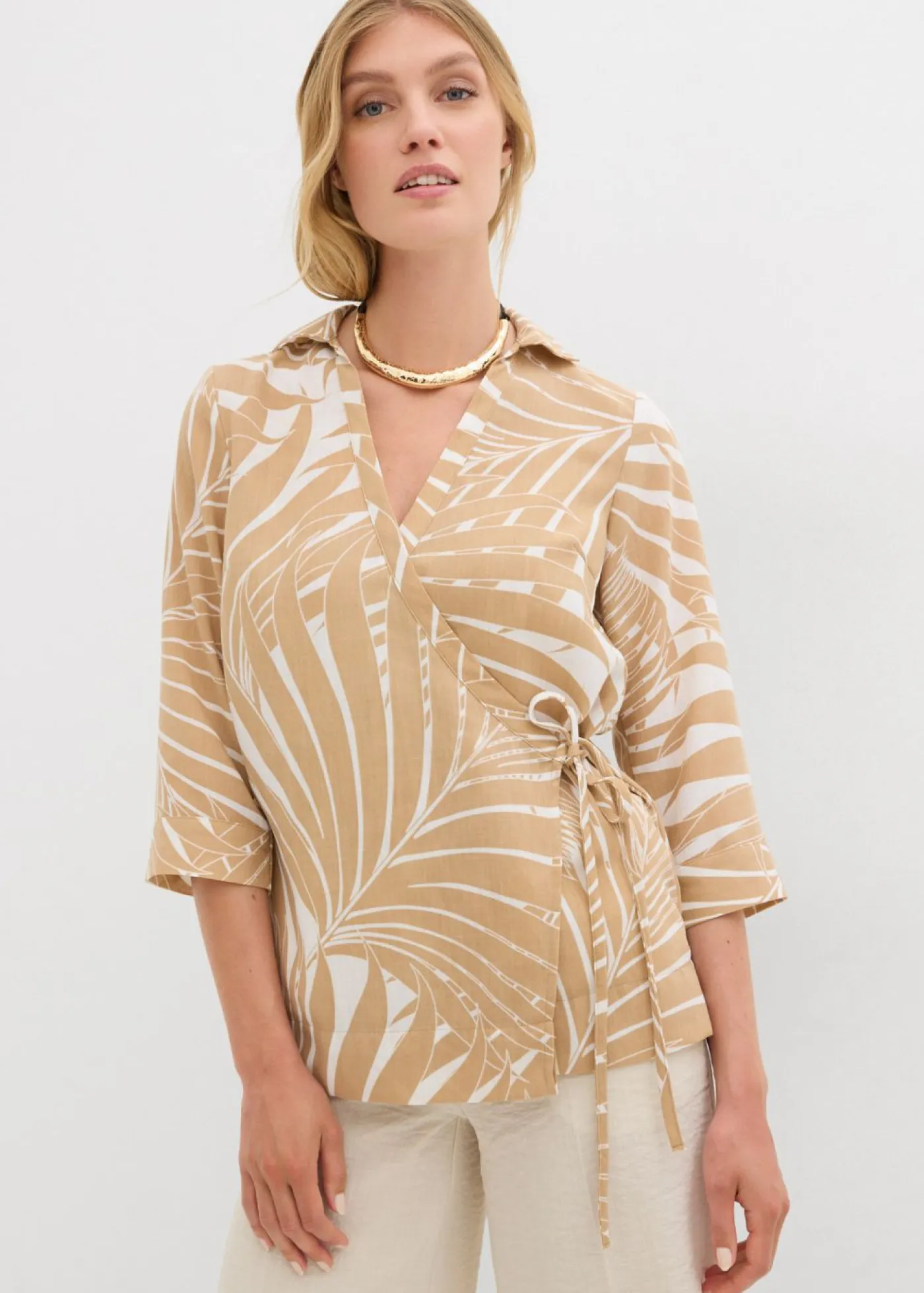 Clearance Blusa tipo kimono con aspecto de lino Mujer Camisas Y Blusas