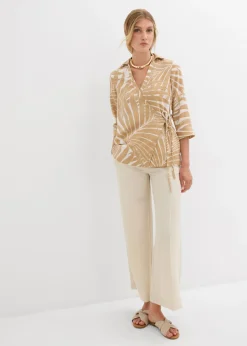 Clearance Blusa tipo kimono con aspecto de lino Mujer Camisas Y Blusas