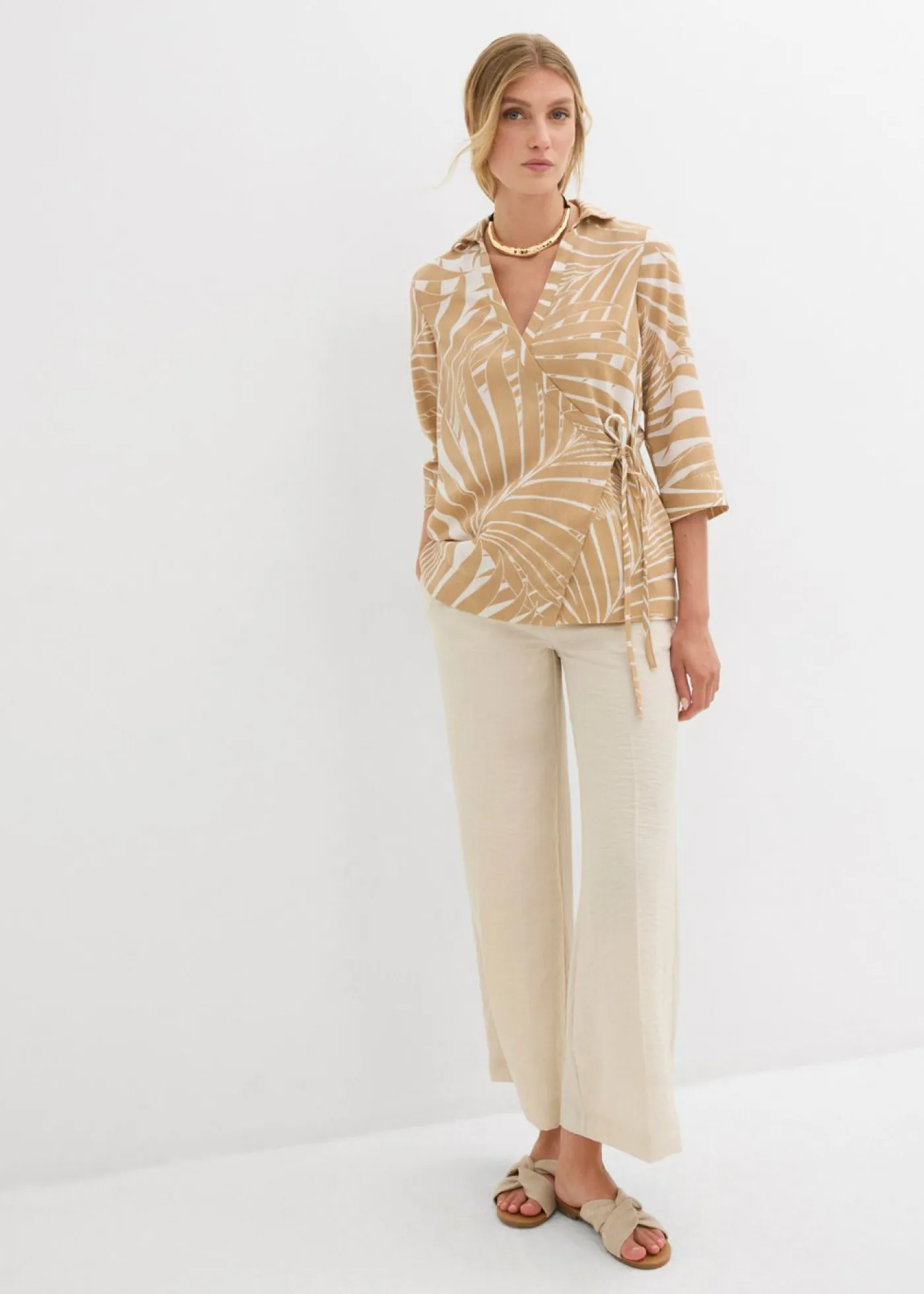 Clearance Blusa tipo kimono con aspecto de lino Mujer Camisas Y Blusas