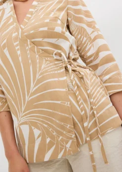 Clearance Blusa tipo kimono con aspecto de lino Mujer Camisas Y Blusas