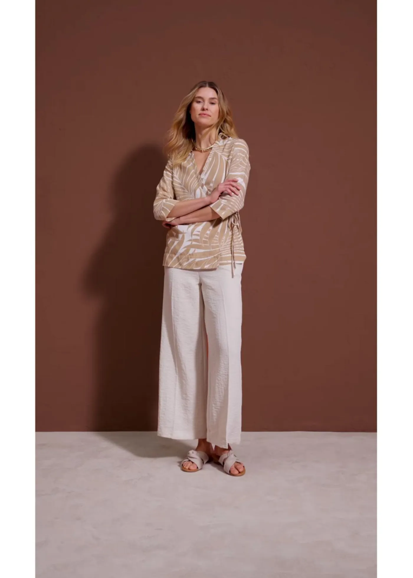 Clearance Blusa tipo kimono con aspecto de lino Mujer Camisas Y Blusas