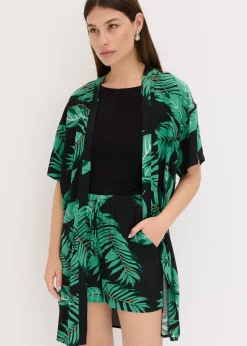 Blusa tipo kimono de viscosa fluida Mujer Conjuntos De Ropa|Camisas Y Blusas