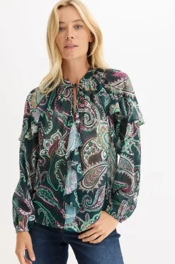 Hot Blusa tipo túnica con volantes Mujer Camisas Y Blusas