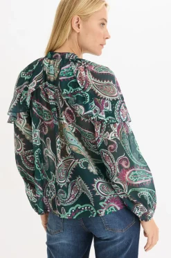 Hot Blusa tipo túnica con volantes Mujer Camisas Y Blusas