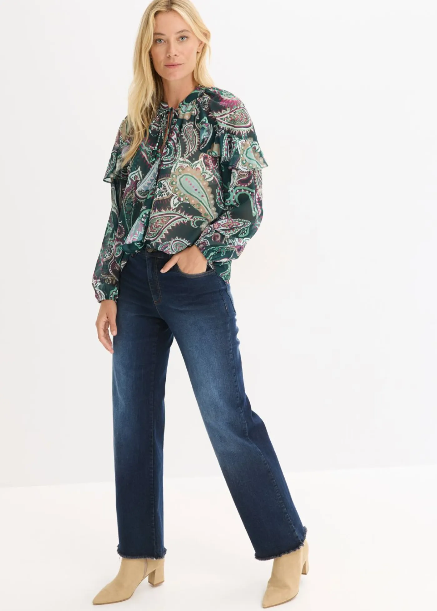Hot Blusa tipo túnica con volantes Mujer Camisas Y Blusas