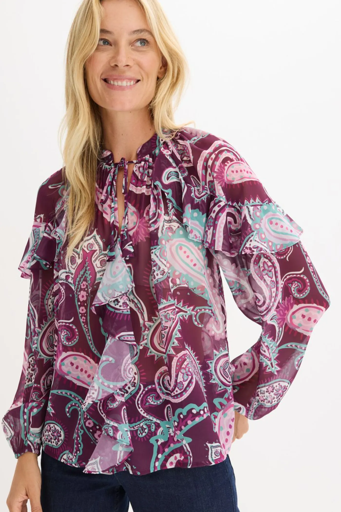 Clearance Blusa tipo túnica con volantes Mujer Camisas Y Blusas