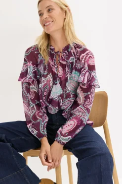 Clearance Blusa tipo túnica con volantes Mujer Camisas Y Blusas