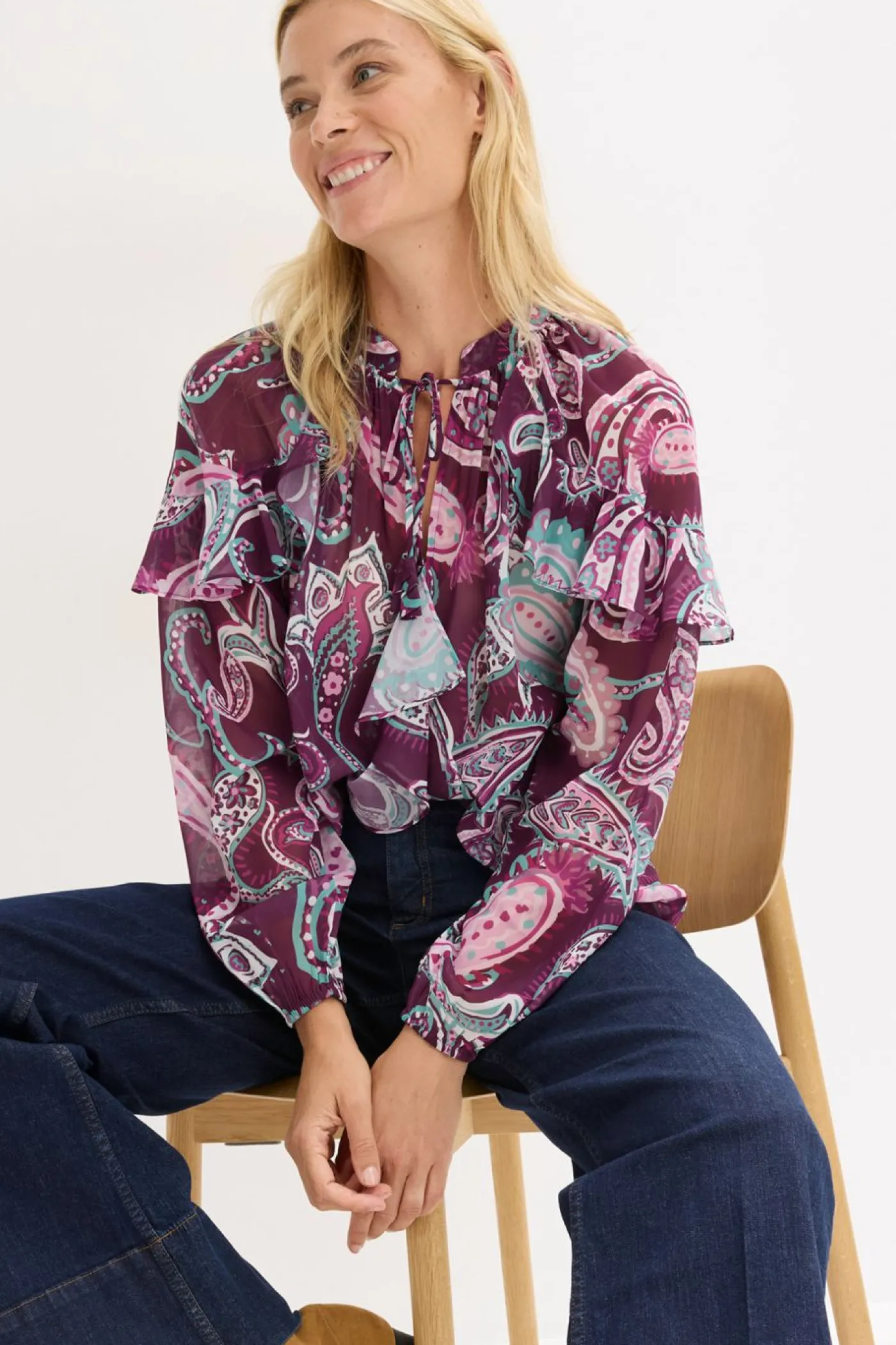 Clearance Blusa tipo túnica con volantes Mujer Camisas Y Blusas