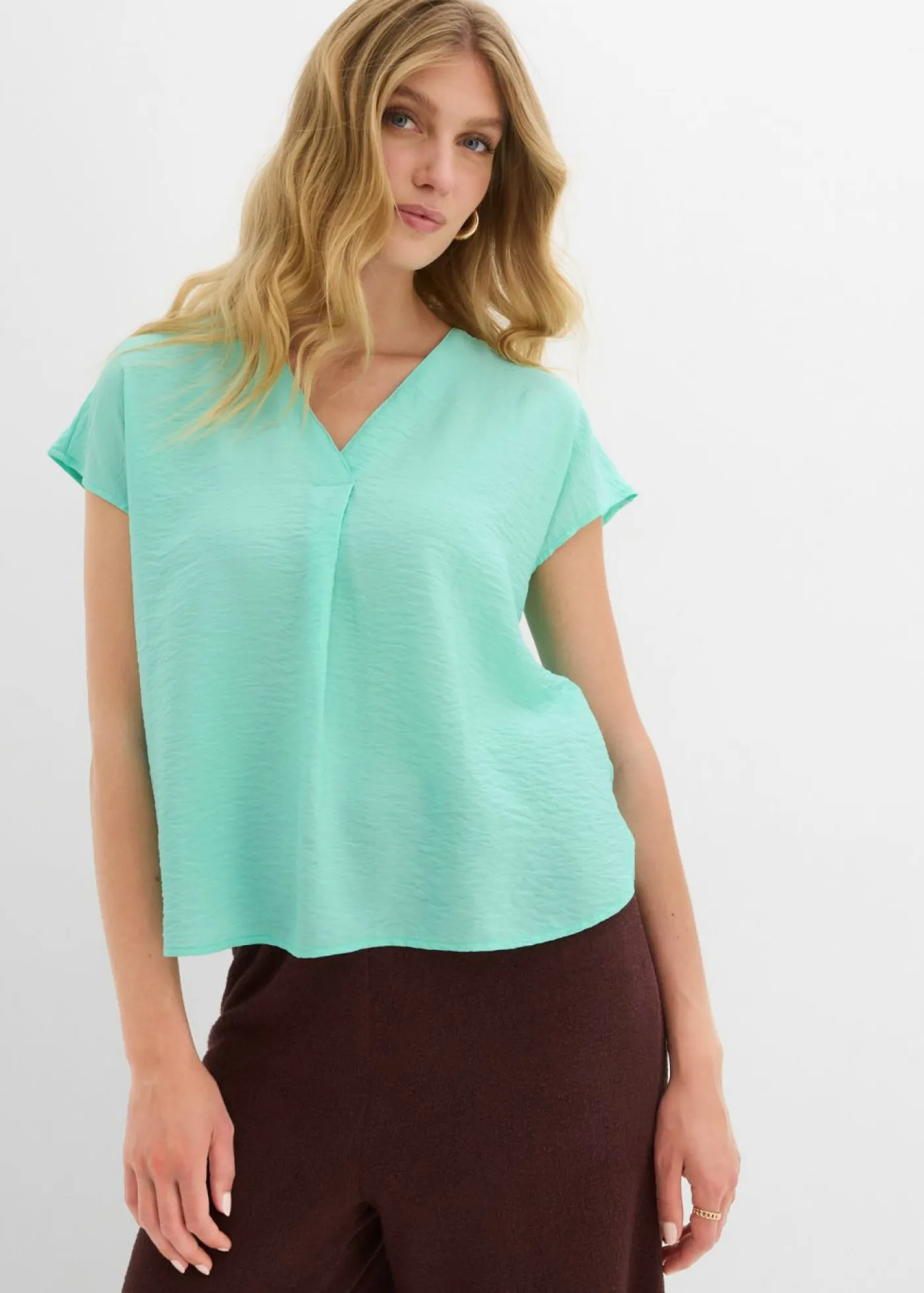 Hot Blusa tipo túnica de mezcla de viscosa fluida Mujer Camisas Y Blusas