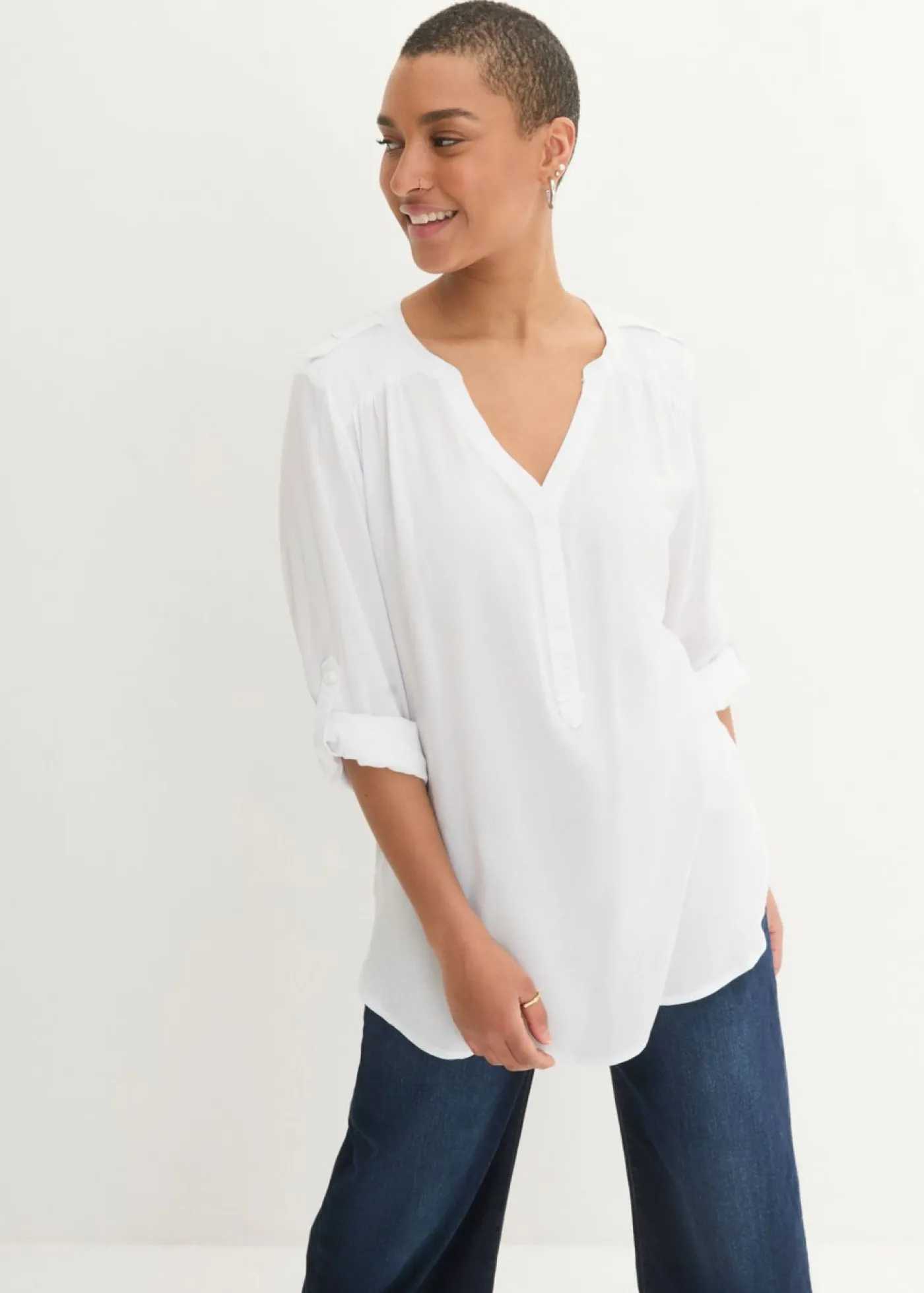 Best Blusa tipo túnica de viscosa suave Mujer Camisas Y Blusas