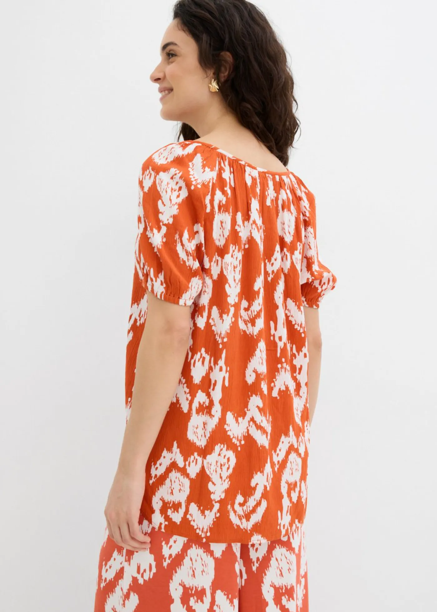 Online Blusa tipo túnica de viscosa arrugada Mujer Conjuntos De Ropa|Camisas Y Blusas