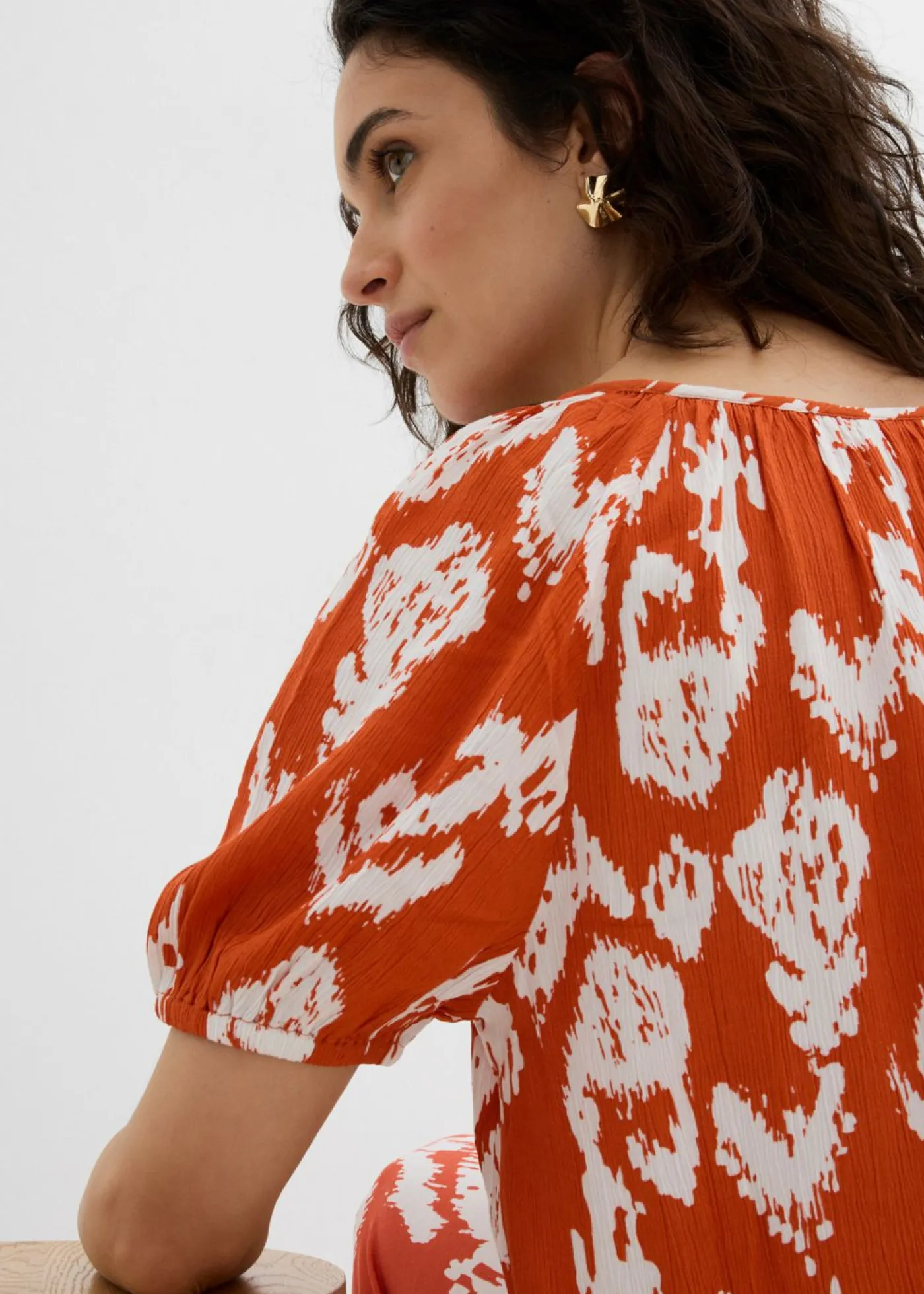 Online Blusa tipo túnica de viscosa arrugada Mujer Conjuntos De Ropa|Camisas Y Blusas