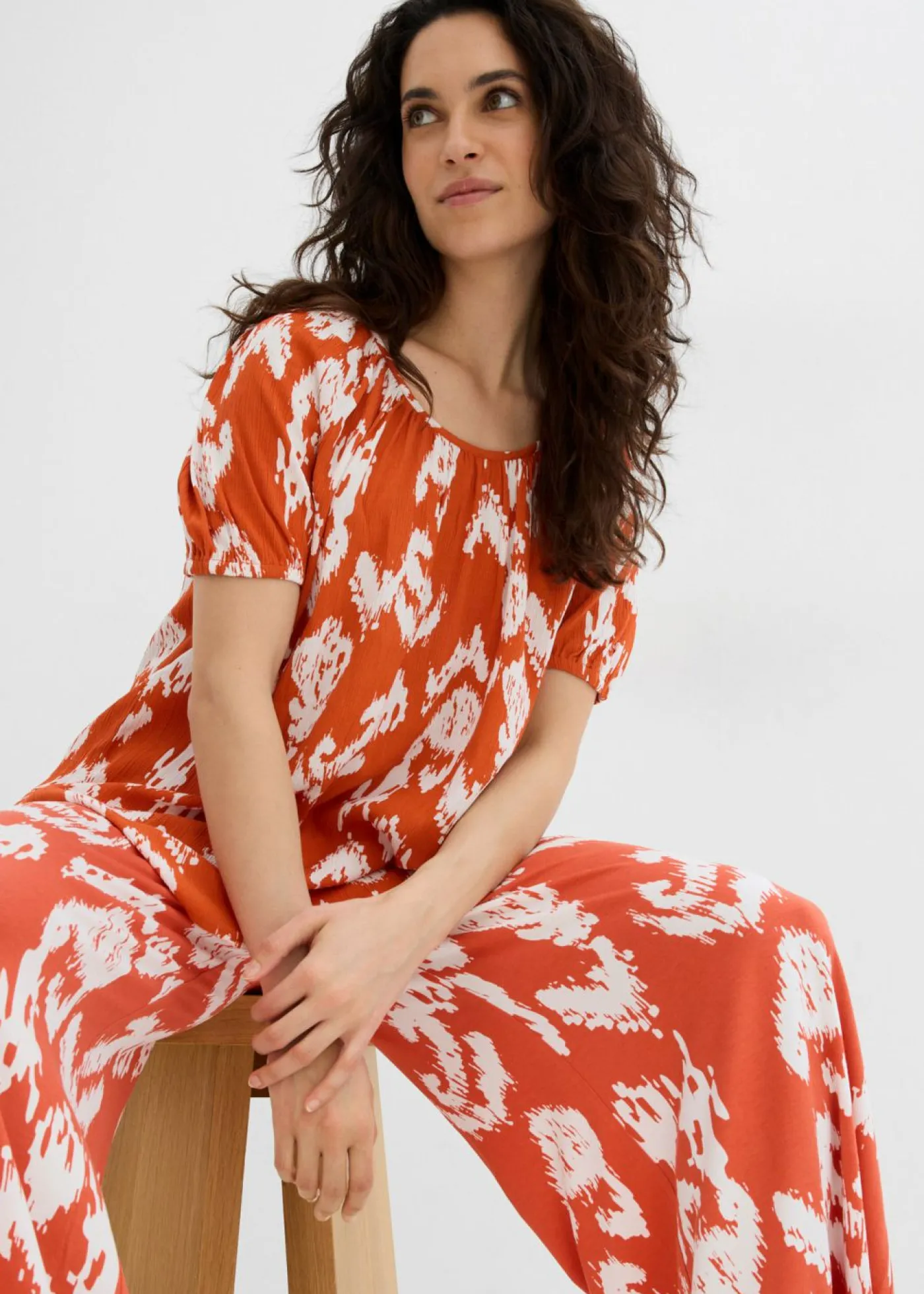 Online Blusa tipo túnica de viscosa arrugada Mujer Conjuntos De Ropa|Camisas Y Blusas