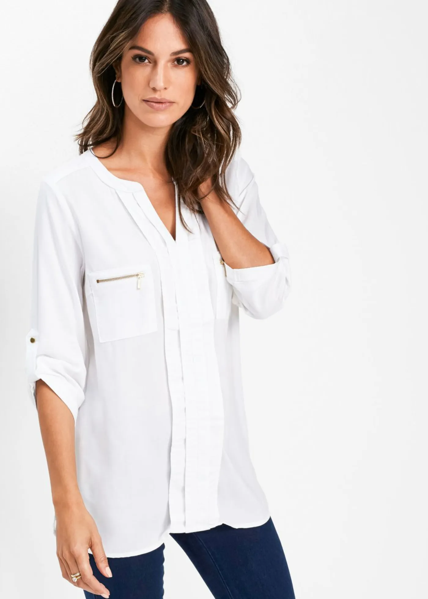 Discount Blusa tipo túnica de viscosa fluida Mujer Camisas Y Blusas
