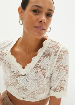 Sale Blusa tirolesa de encaje con botones Mujer Camisas Y Blusas
