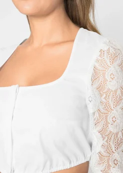 Blusa tradicional con manga de encaje Mujer Camisas Y Blusas