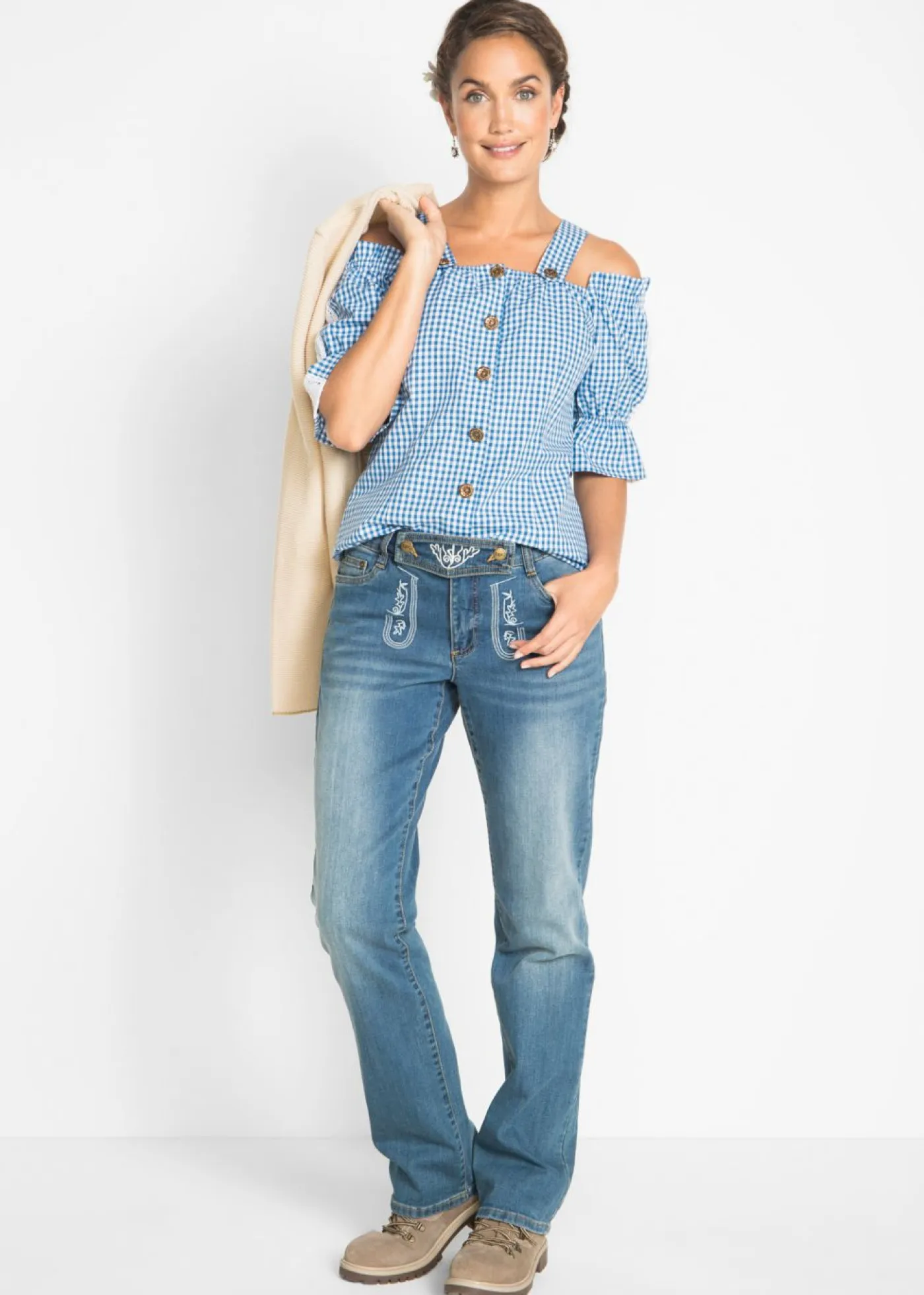 Hot Blusa tradicional con media manga Mujer Camisas Y Blusas