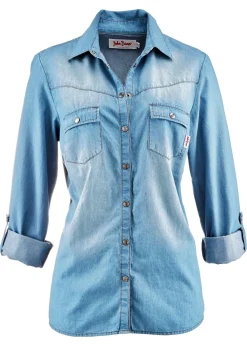 Sale Blusa vaquera con cierres a presión Mujer Camisas Y Blusas