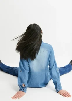 Sale Blusa vaquera con cierres a presión Mujer Camisas Y Blusas