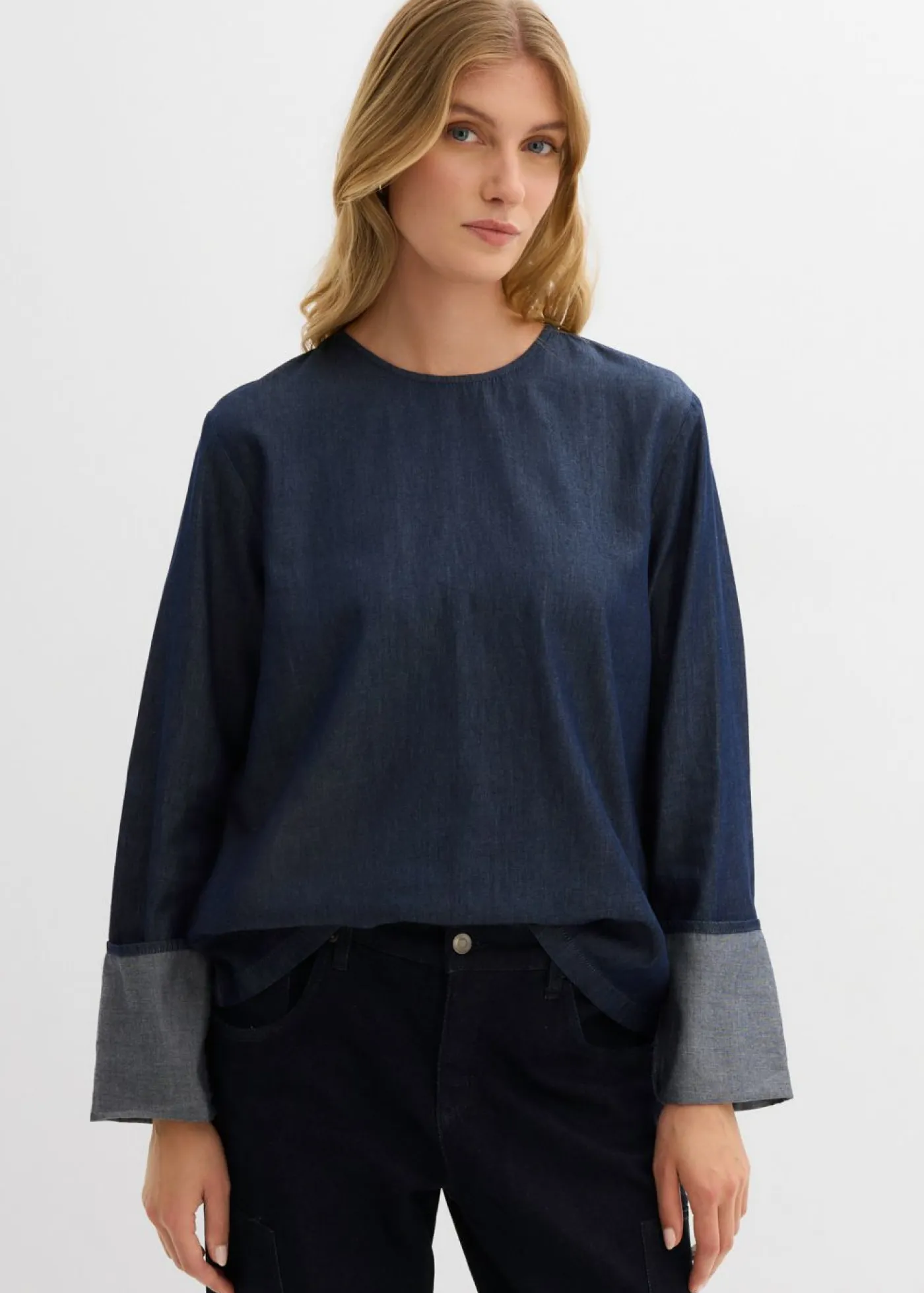 Sale Blusa vaquera con mangas anchas Mujer Camisas Y Blusas