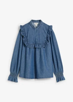 Clearance Blusa vaquera con volantes Mujer Camisas Y Blusas