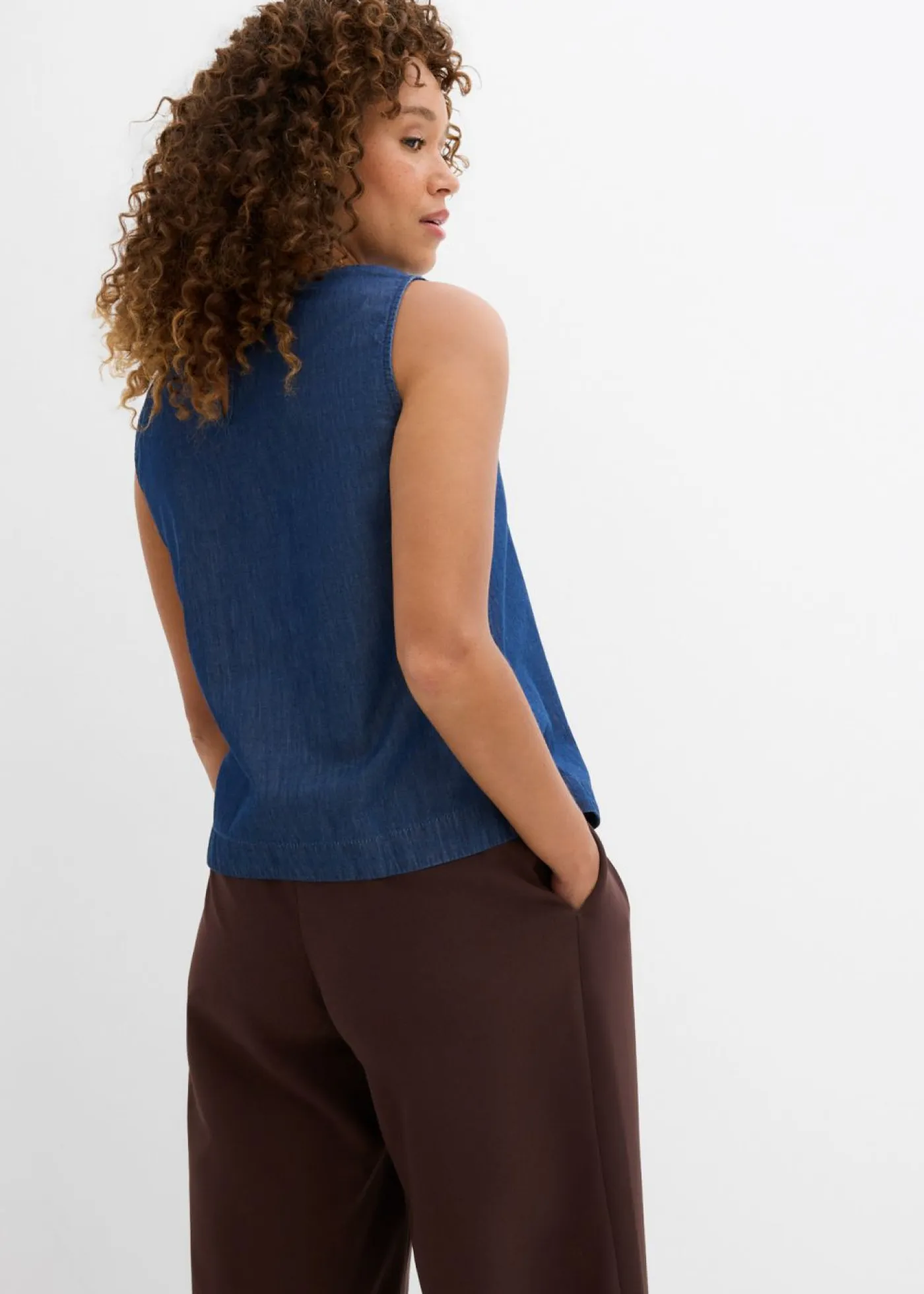 Outlet Blusa vaquera de algodón orgánico Mujer Camisas Y Blusas|Camisetas
