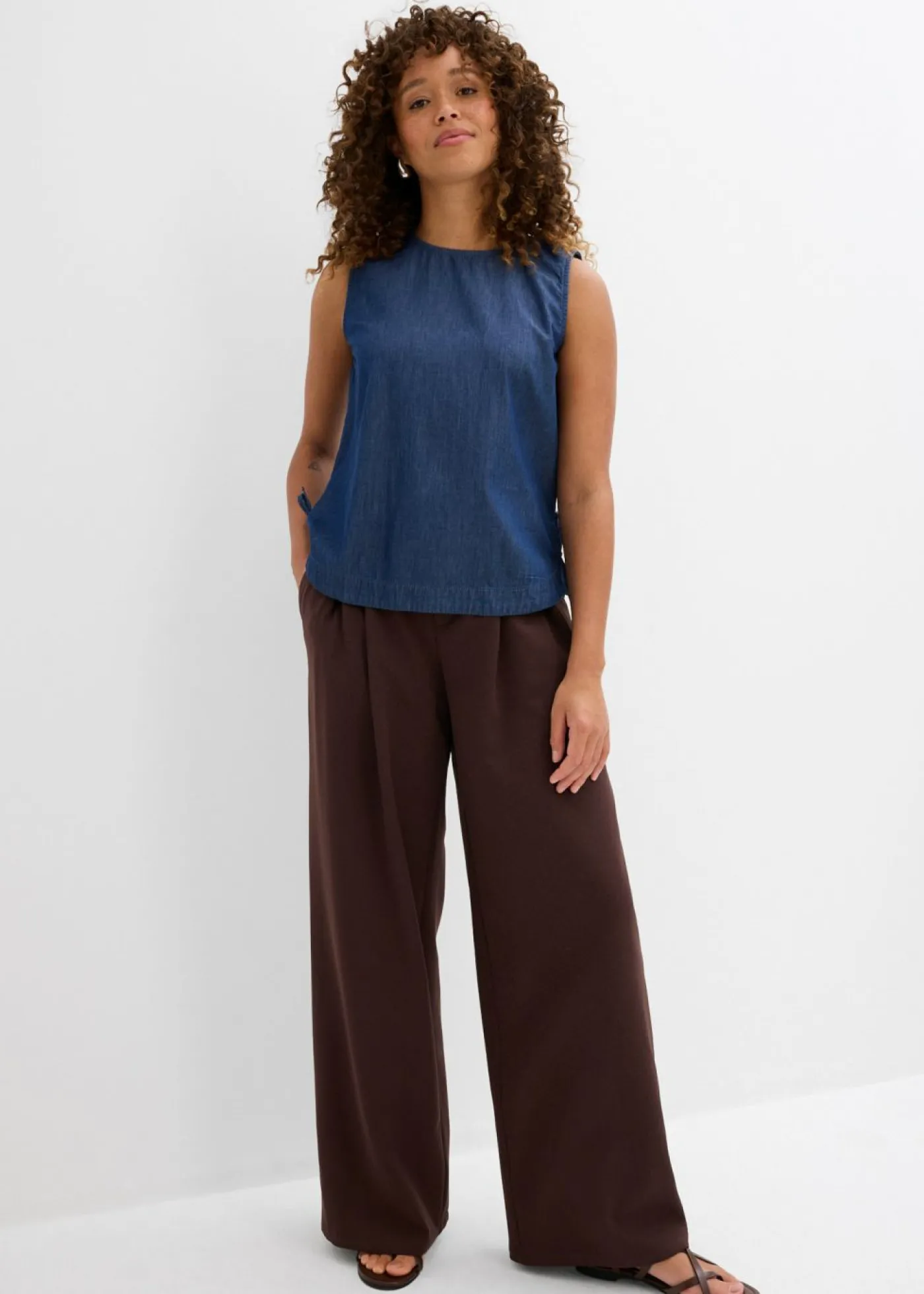 Outlet Blusa vaquera de algodón orgánico Mujer Camisas Y Blusas|Camisetas