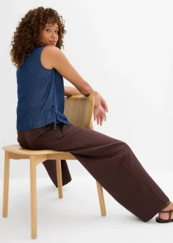 Outlet Blusa vaquera de algodón orgánico Mujer Camisas Y Blusas|Camisetas