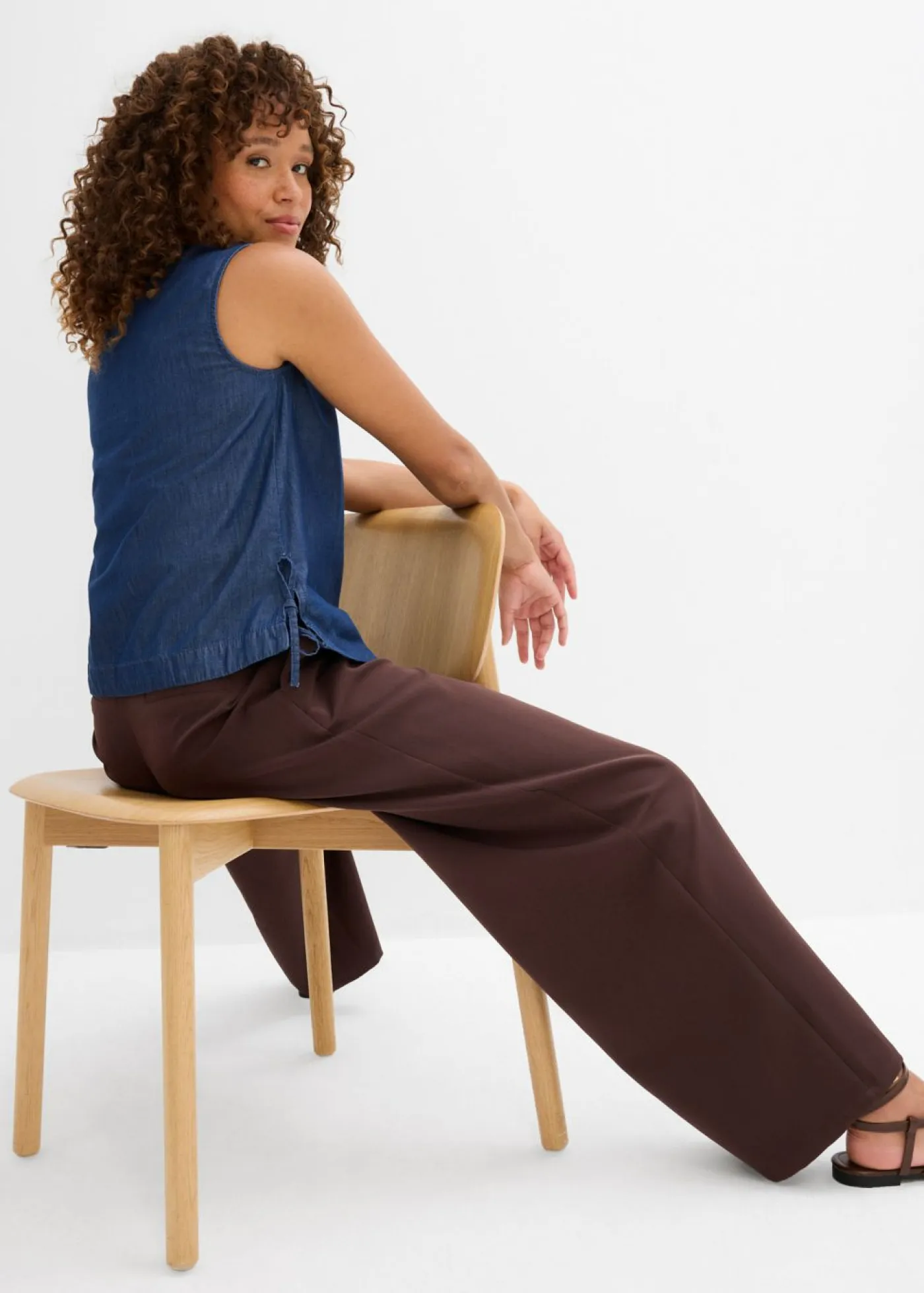Outlet Blusa vaquera de algodón orgánico Mujer Camisas Y Blusas|Camisetas