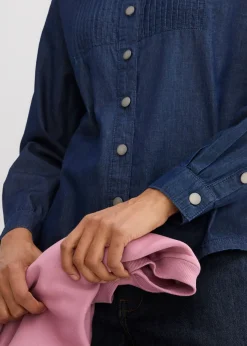 Hot Blusa vaquera holgada de algodón orgánico Mujer Camisas Y Blusas