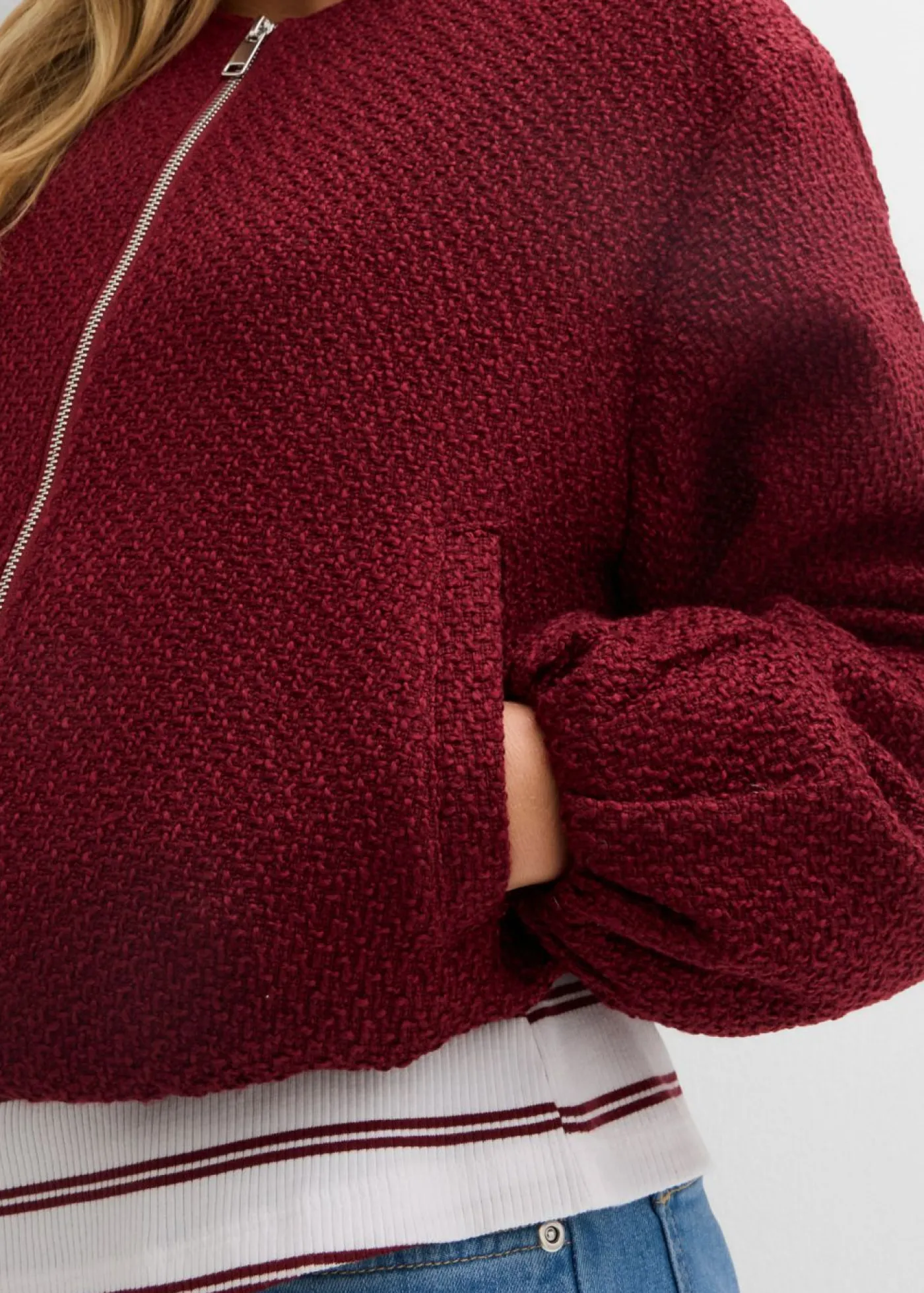 Blusón de bouclé suave Mujer Chaquetas Y Abrigos