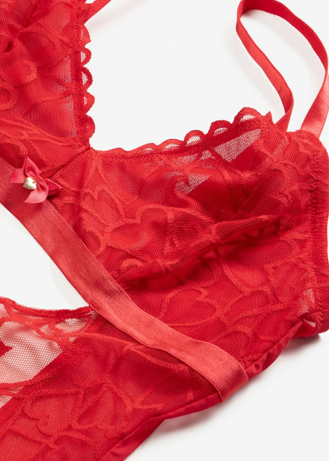 Best Body de tanga con encaje de corazones Mujer Bodies|Lencería