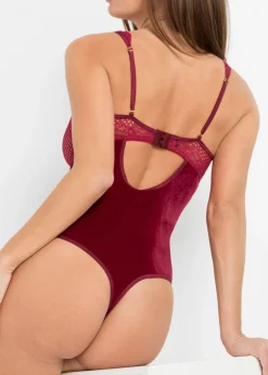 Hot Body de terciopelo con abertura Mujer Bodies|Lencería