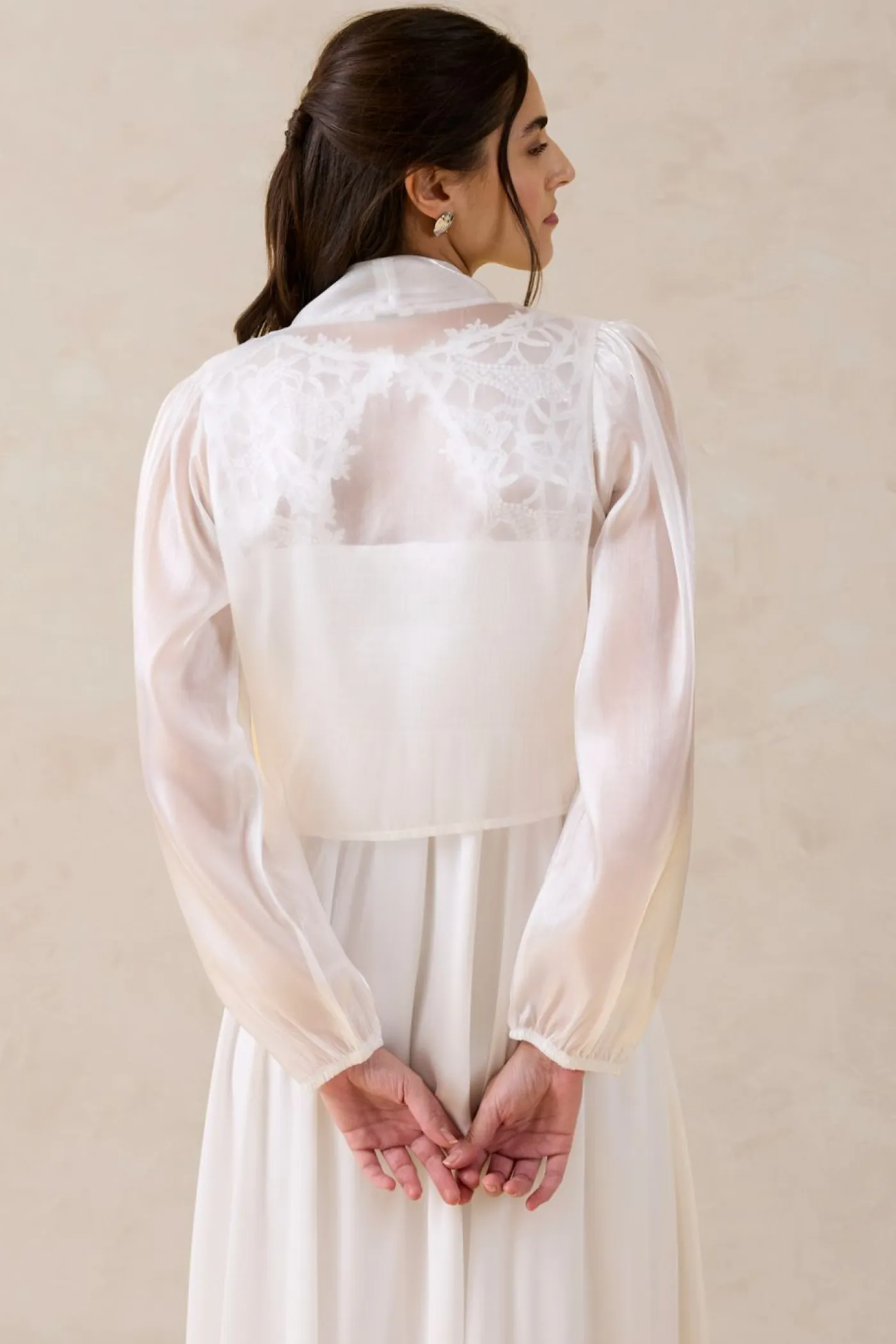 Outlet Bolero de tul fino con detalle de lazo Mujer Chaquetas Y Abrigos|Ropa Elegante