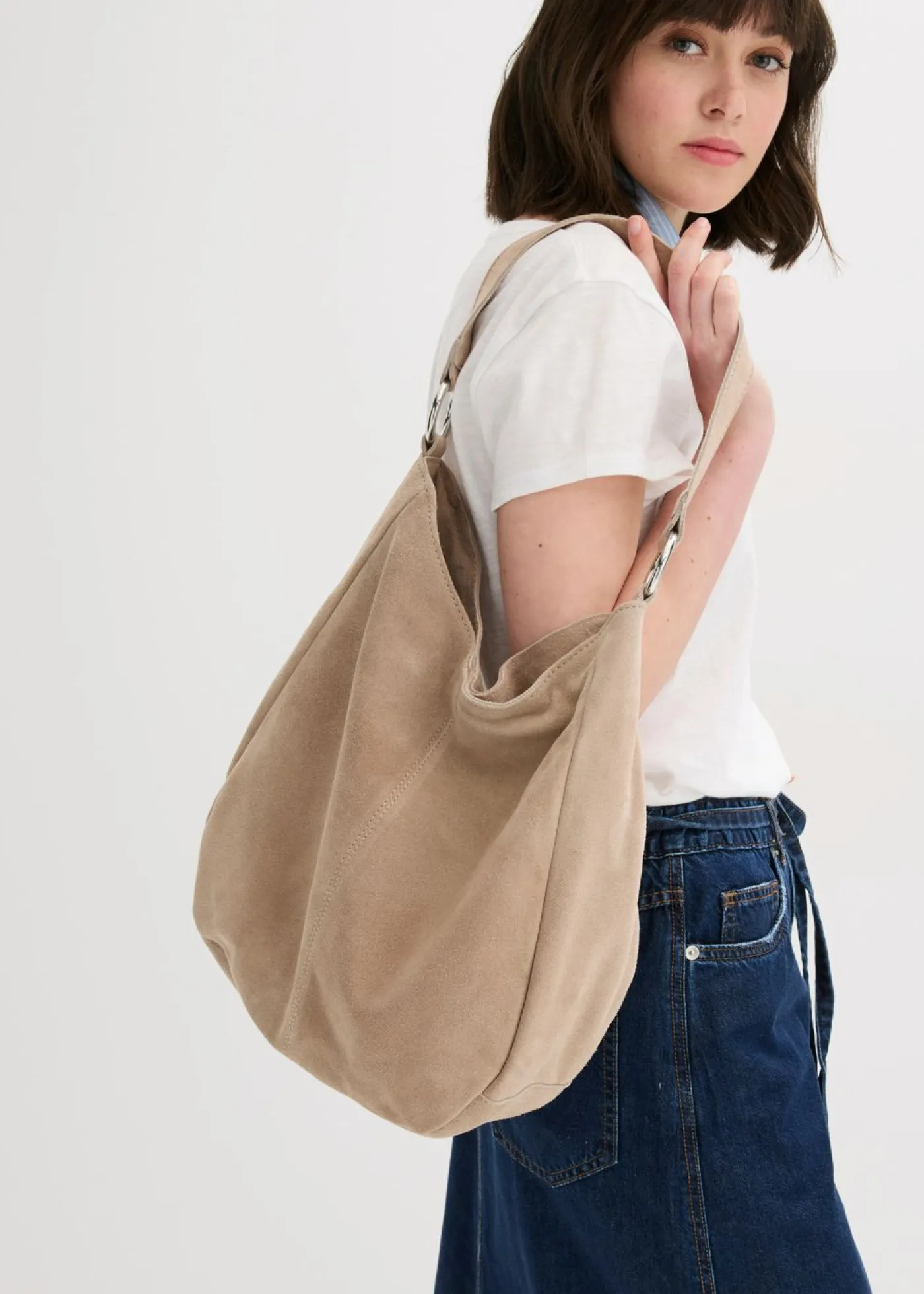 Best Bolso de ante con correa decorativa adicional Mujer Complementos Temáticos·Complementos De Piel|Bolsos