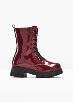 Online Botas con cordones y aspecto lacado Mujer Tendencias·Zapatos Veganos|Botines De Nieve·Botas Con Cordones