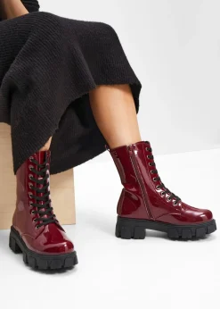 Online Botas con cordones y aspecto lacado Mujer Tendencias·Zapatos Veganos|Botines De Nieve·Botas Con Cordones